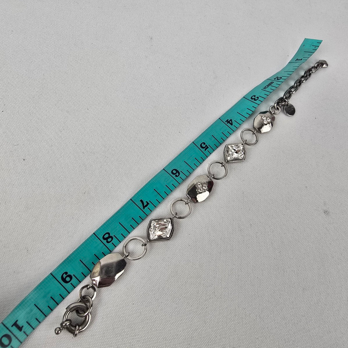 Dyrberg Kern Silver Rhinestone Faceted Link Bracelet
