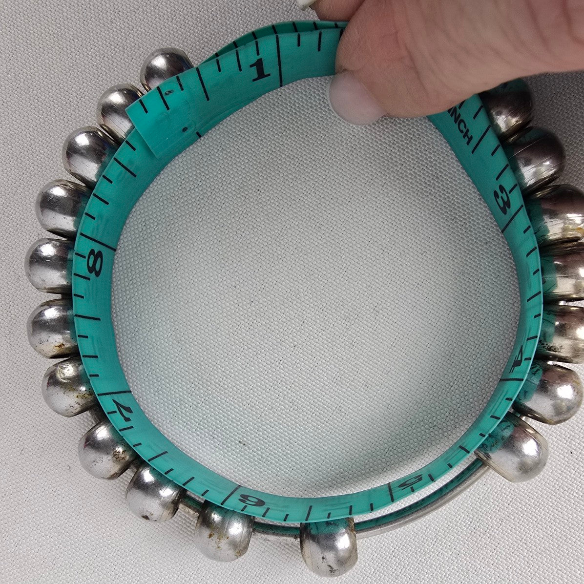 Silver Tone Beaded Large Bangle Bracelet