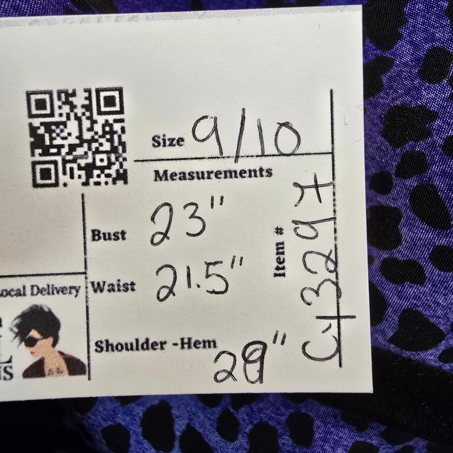 Vintage Warsi Blue Leopard Print Top Blouse Size 9/10