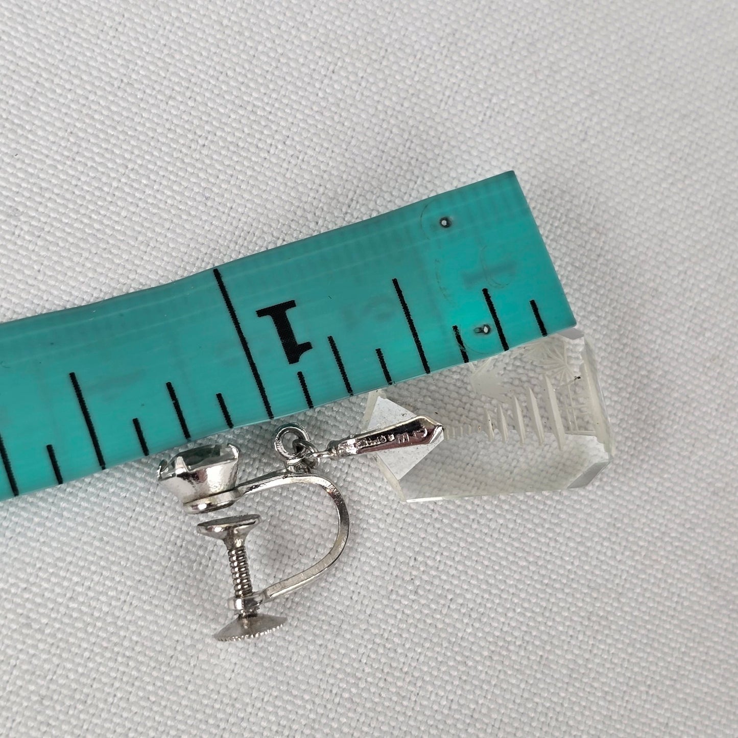 Vintage 925 Sterling Silver CZ Pagoda Crystal Screw Back Earrings