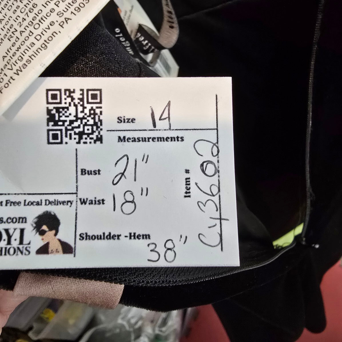 Alfred Angelo Black Velvet Flower Detail Mini Event Dress Size 14