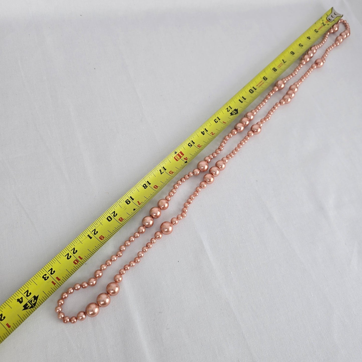 Pink Hand Knotted Long Faux Pearl Beaded Necklace