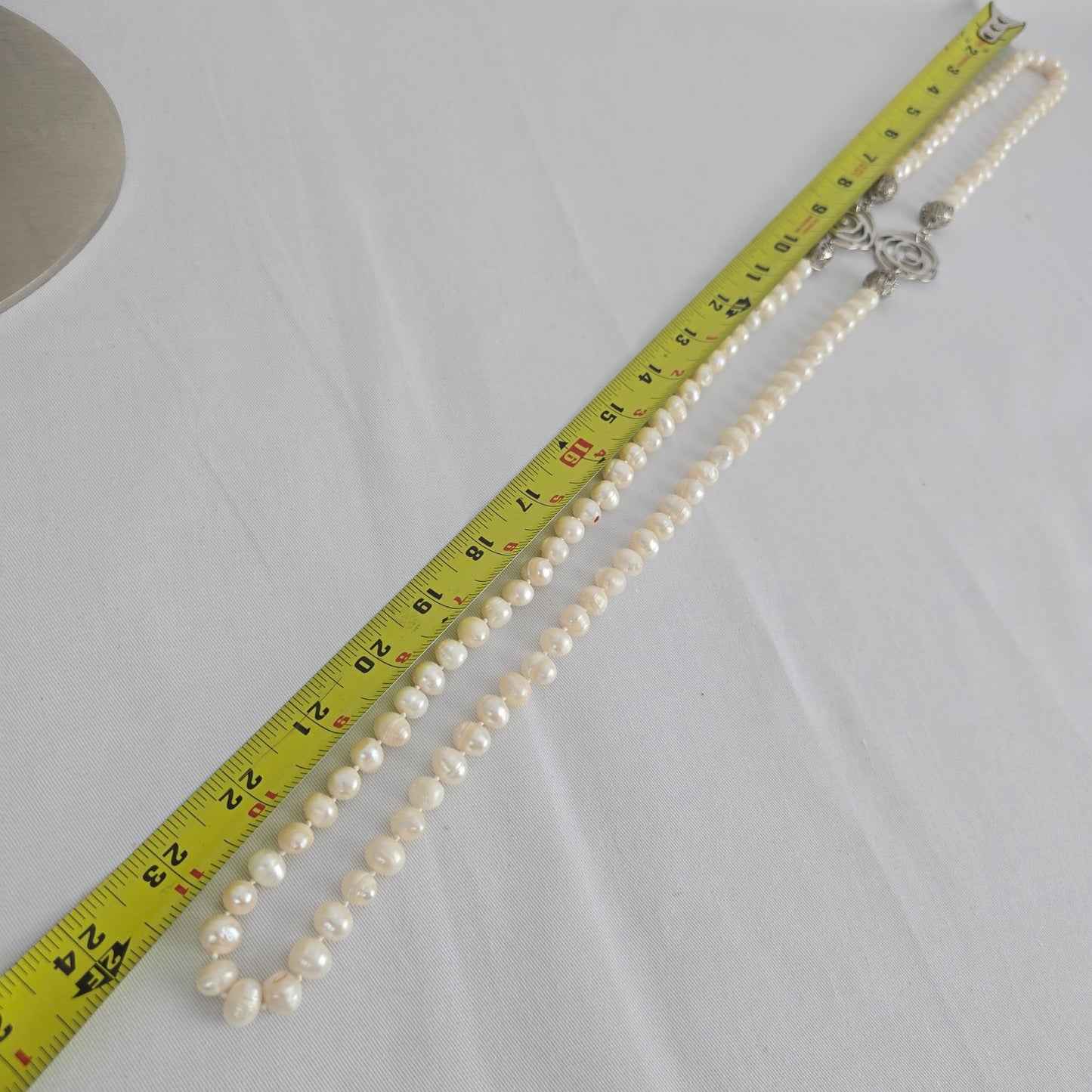 Fresh Water Pearl Floral Silver Hand Knotted Long Necklace