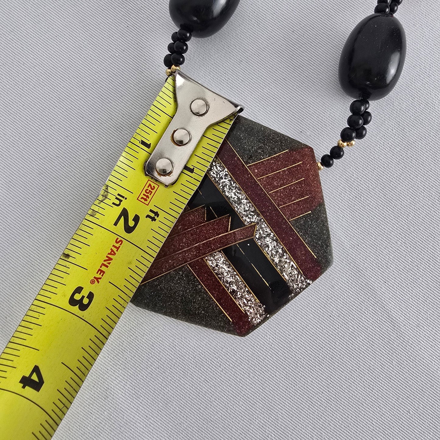 Vintage Brown & Black Beaded Pendant Necklace