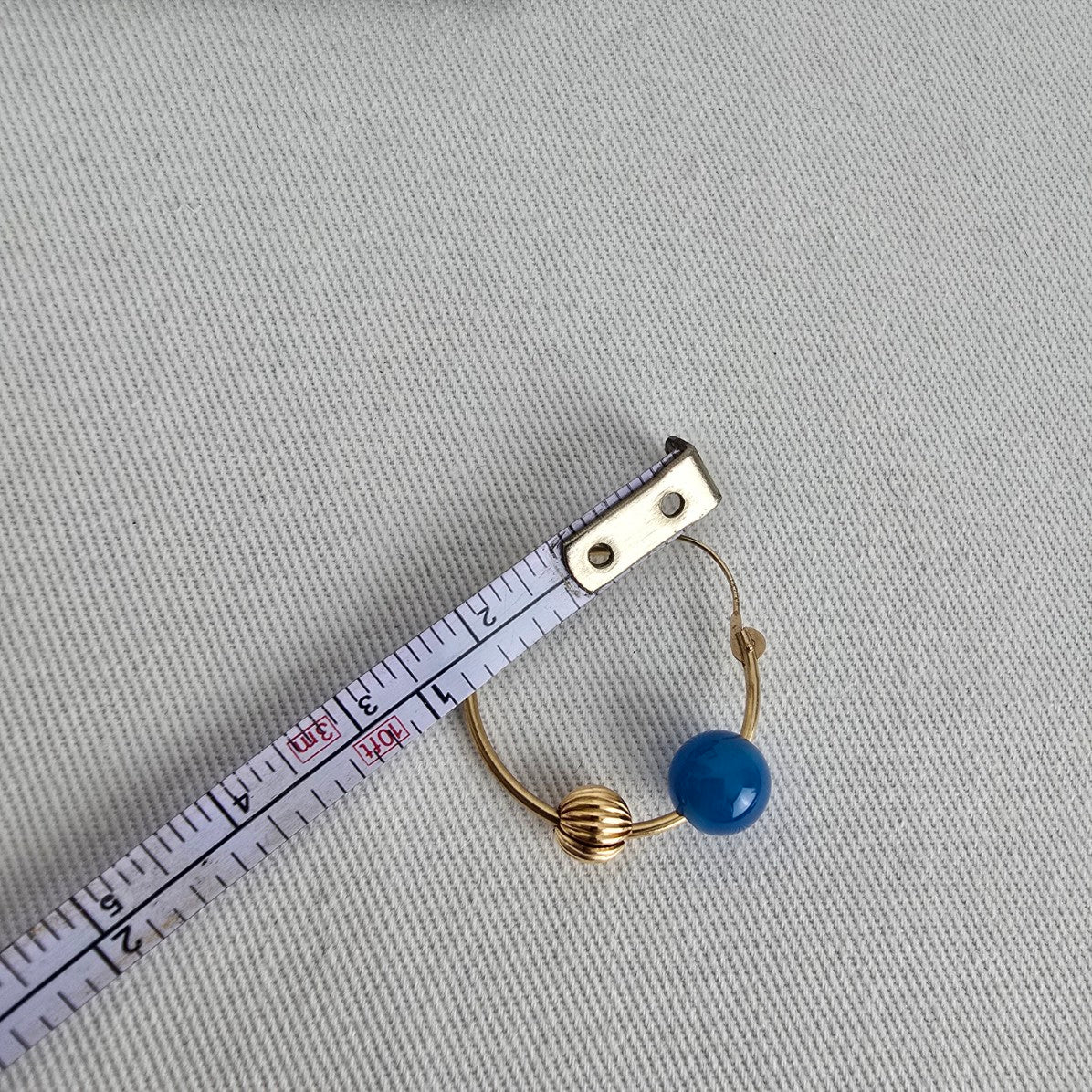 Vintage 14KT Yellow Gold Hoop Earrings 6 Sets of Natural Stone Beads