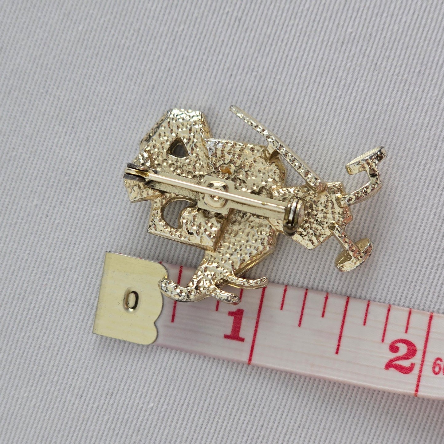 Vintage Gold Tone AB Rhinestone Cartoon Mouse Brooch