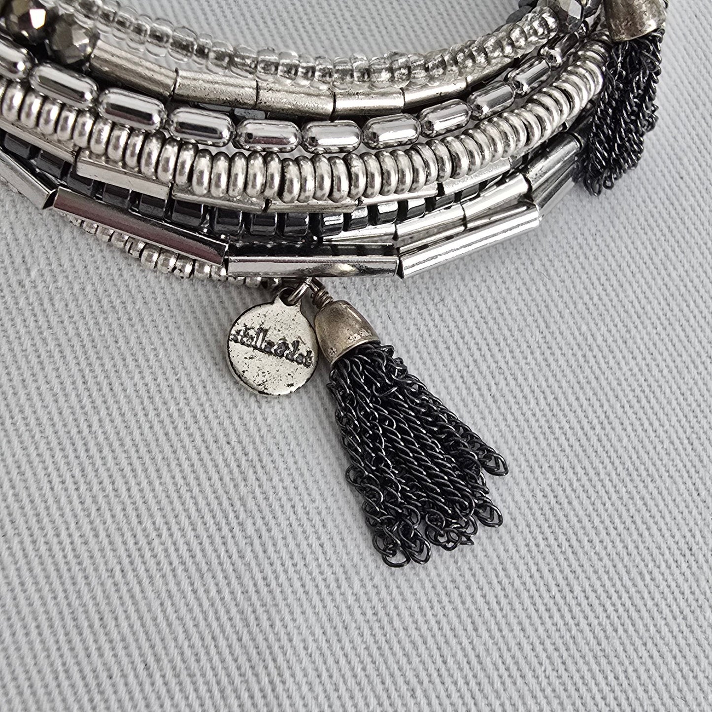 Stella & Dot Celine Black & Silver Wrap Bracelet