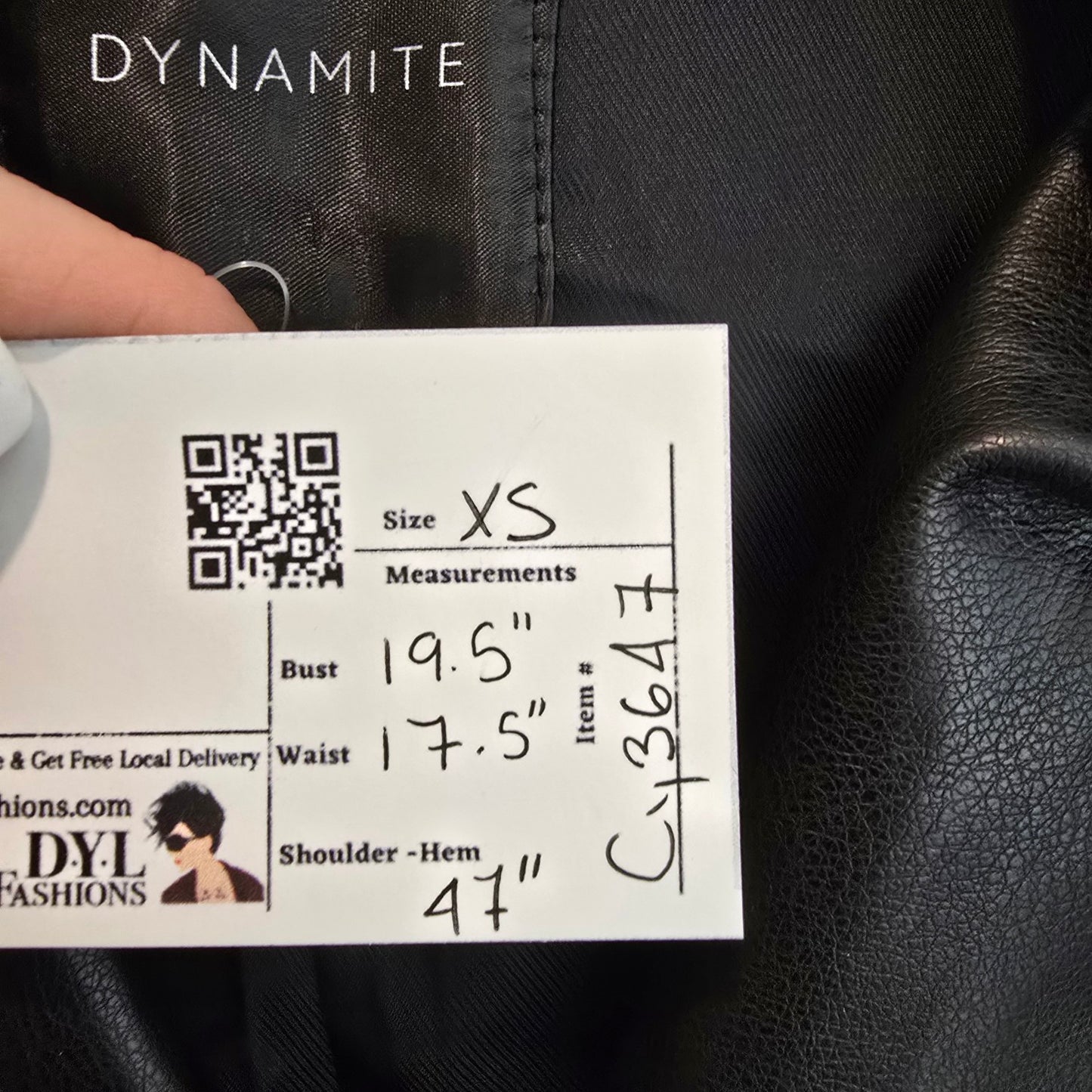 Dynamite Black Faux Leather Trench Coat Belted XS