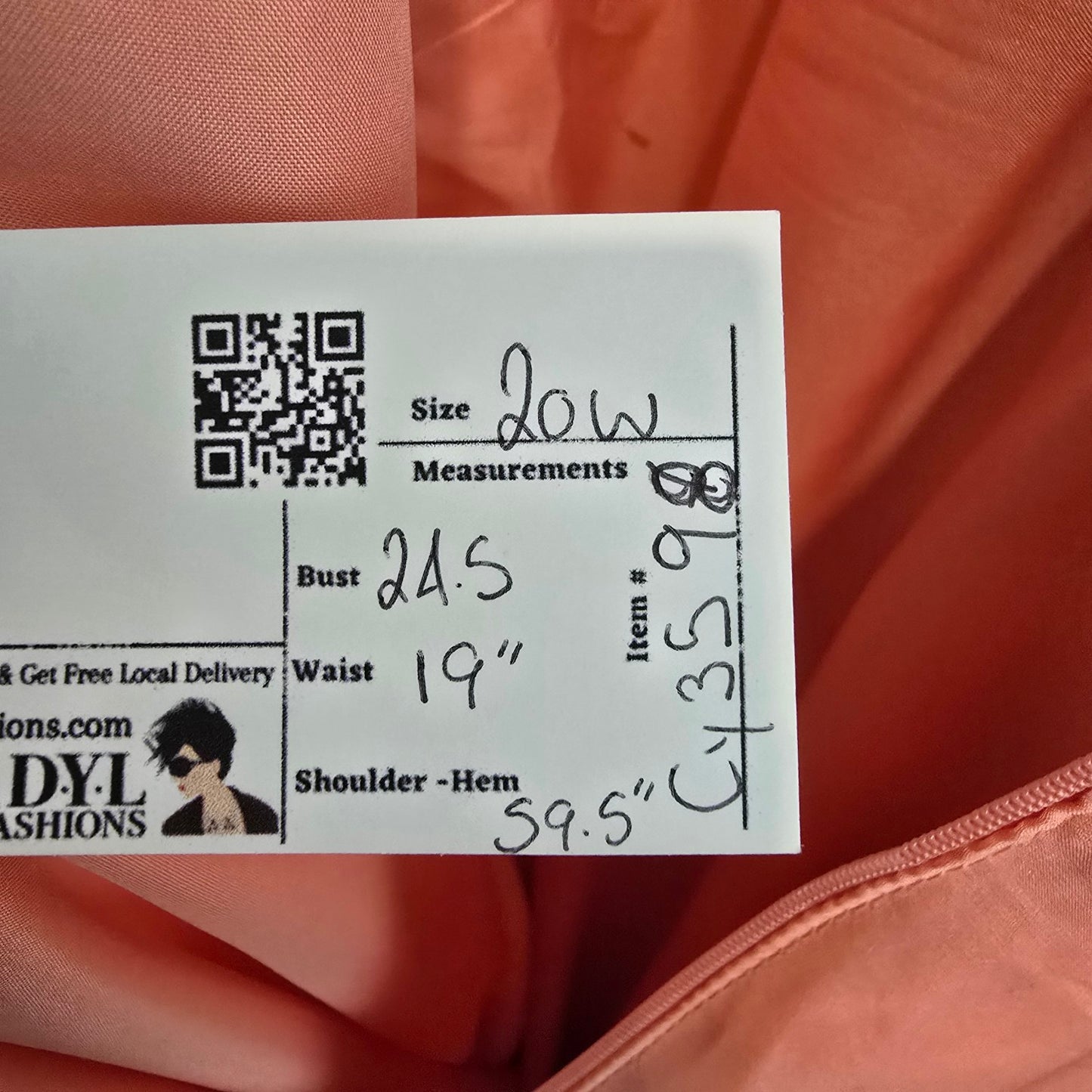 Night Moves Coral Chiffon Evening Gown Size 20W Beaded Formal Dress Flowy & Elegant