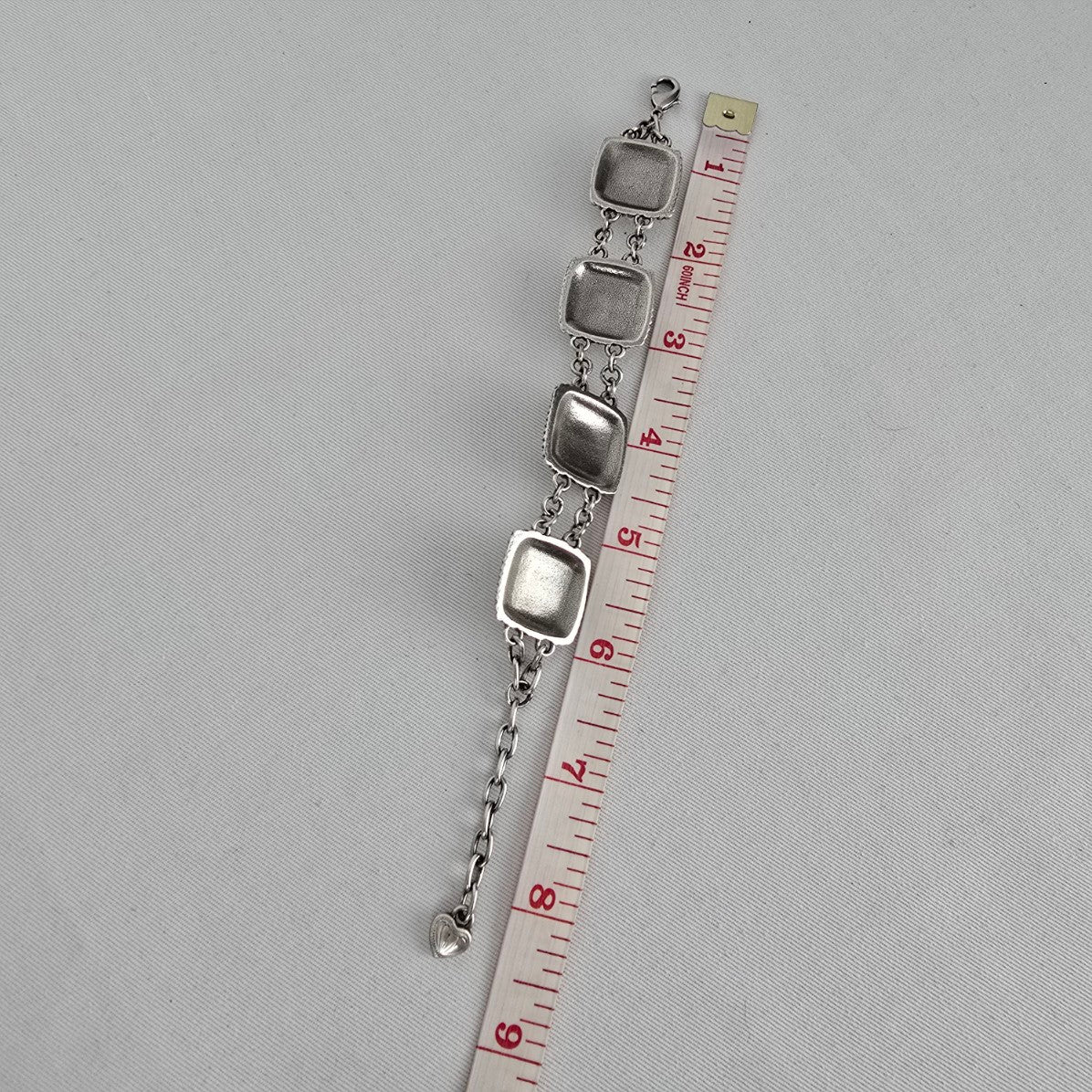 Statement Crystal Link Bracelet Antiqued Silver Beaded Detail Adjustable