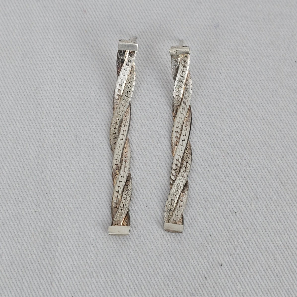 Twisted Multi Strand Drop Earrings Sterling Silver Textured Long Statement Earrings