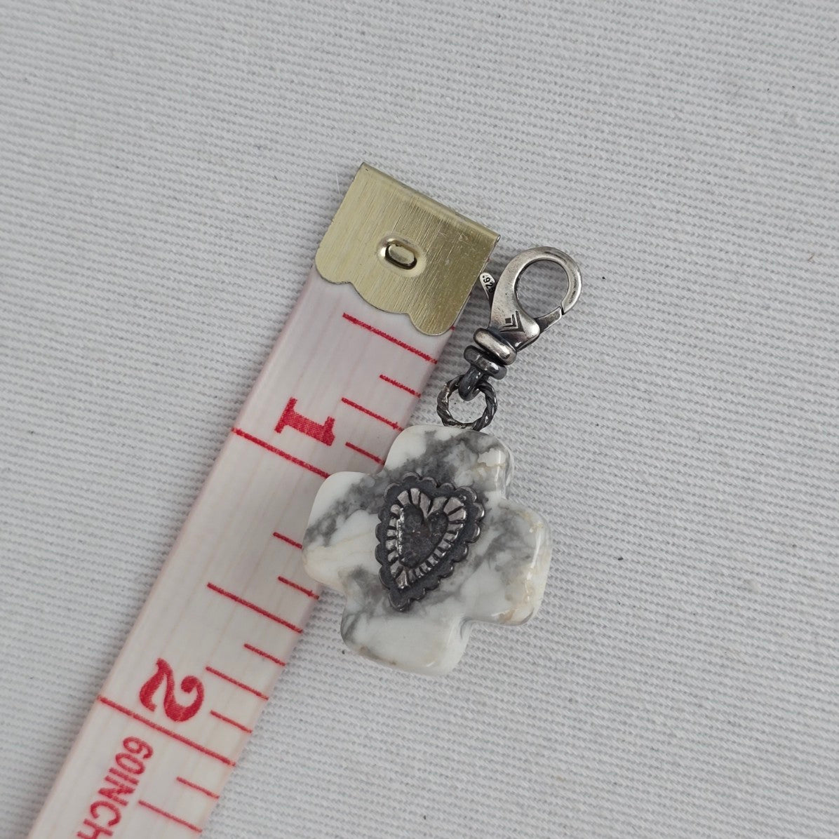 Silpada 925 Sterling Silver Cross Charm Pendant White Stone Black Accent