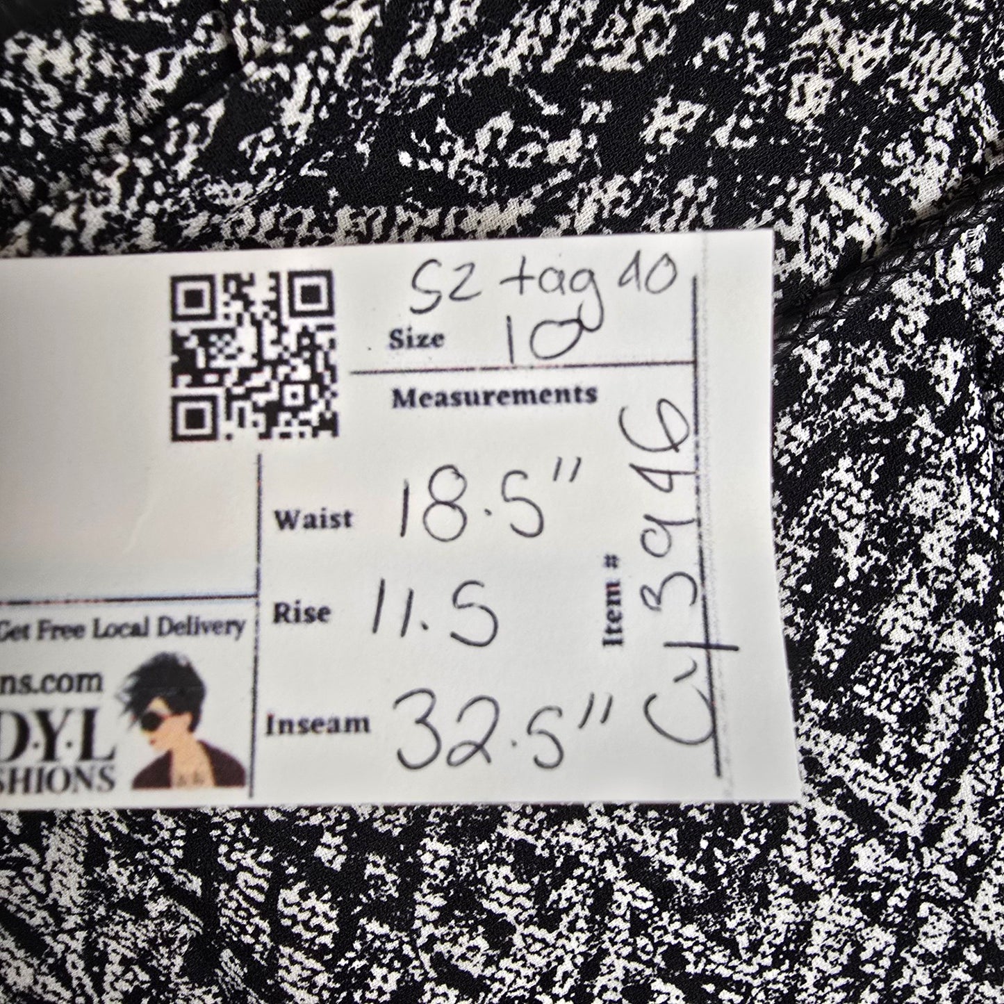 Sandwich_ Black White Printed Tapered Rope Belt Pants Size M