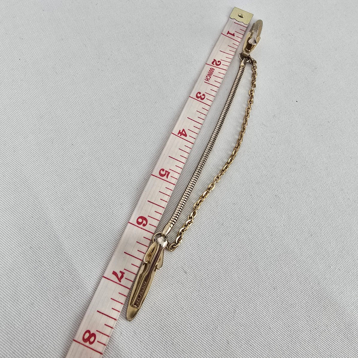 Vintage Gold Tone Sweater Guard Double Chain Cardigan Clip