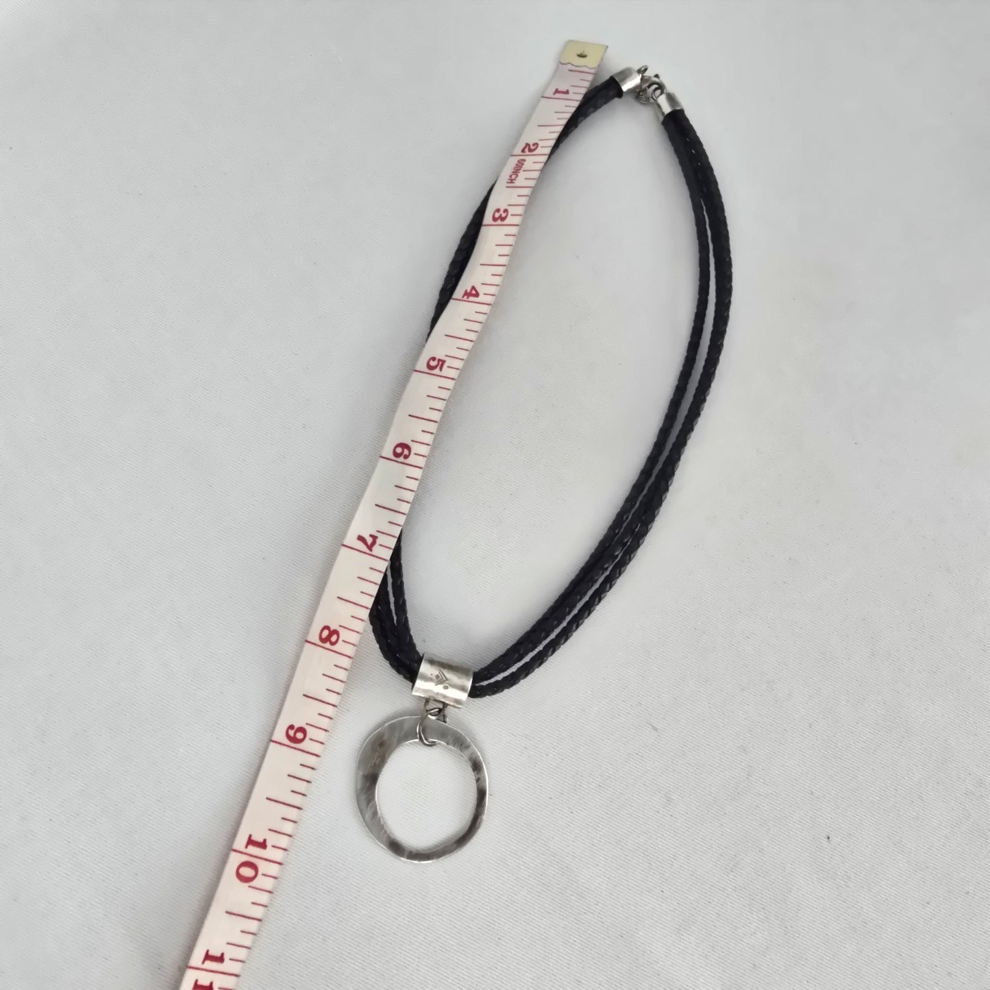 Silpada Sterling Silver Circle Pendant Black Braided Cord Necklace