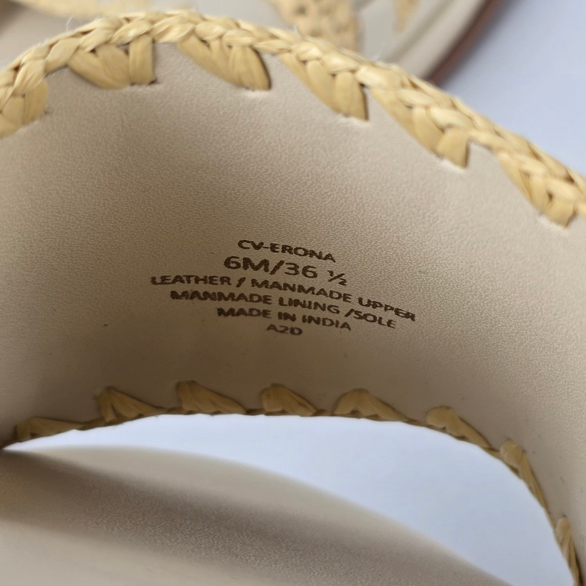 Crown Vintage Cream Slide Sandals Raffia Buckle Detail Size 6