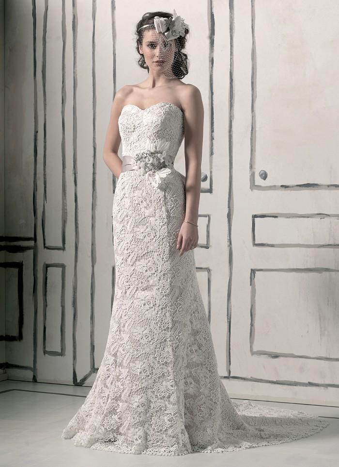 Justin Alexander Vintage Inspired Crochet Wedding Gown Dress Size 4
