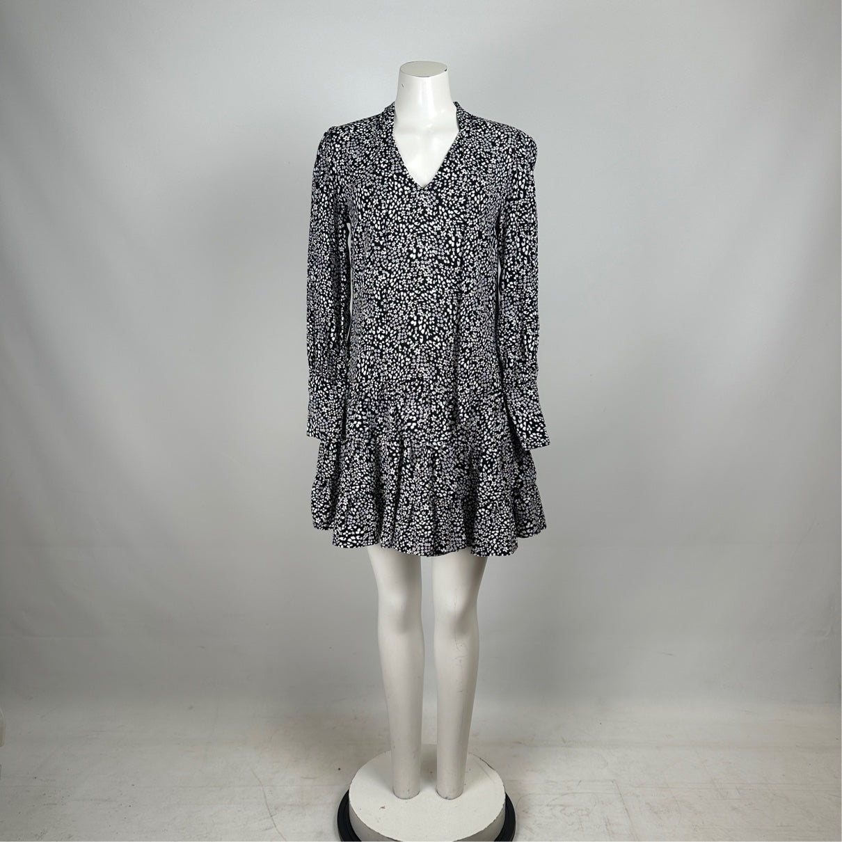 Dynamite Black Floral Tie Detail Mini Dress Size XS