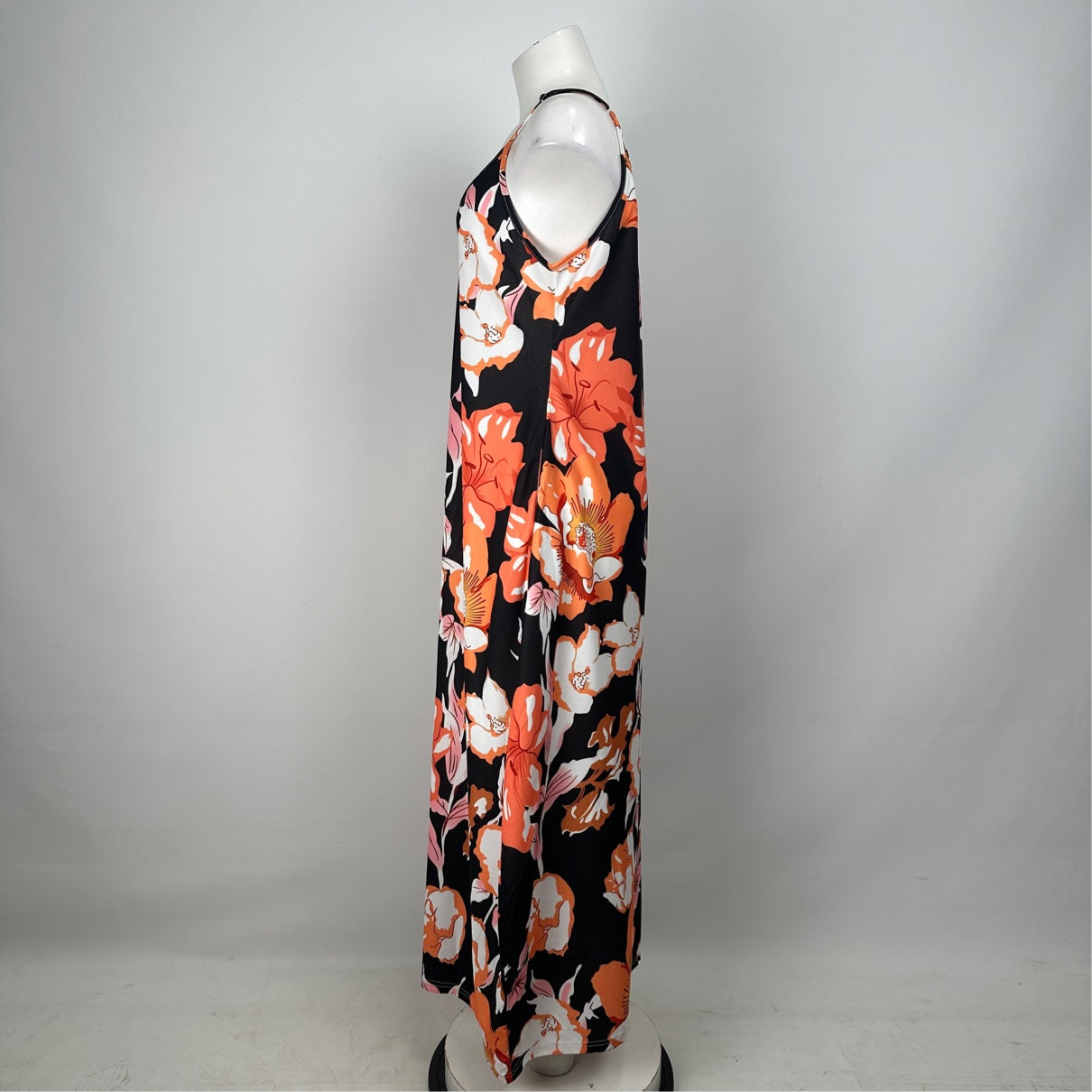Emery Rose Orange Floral Maxi Dress Size L