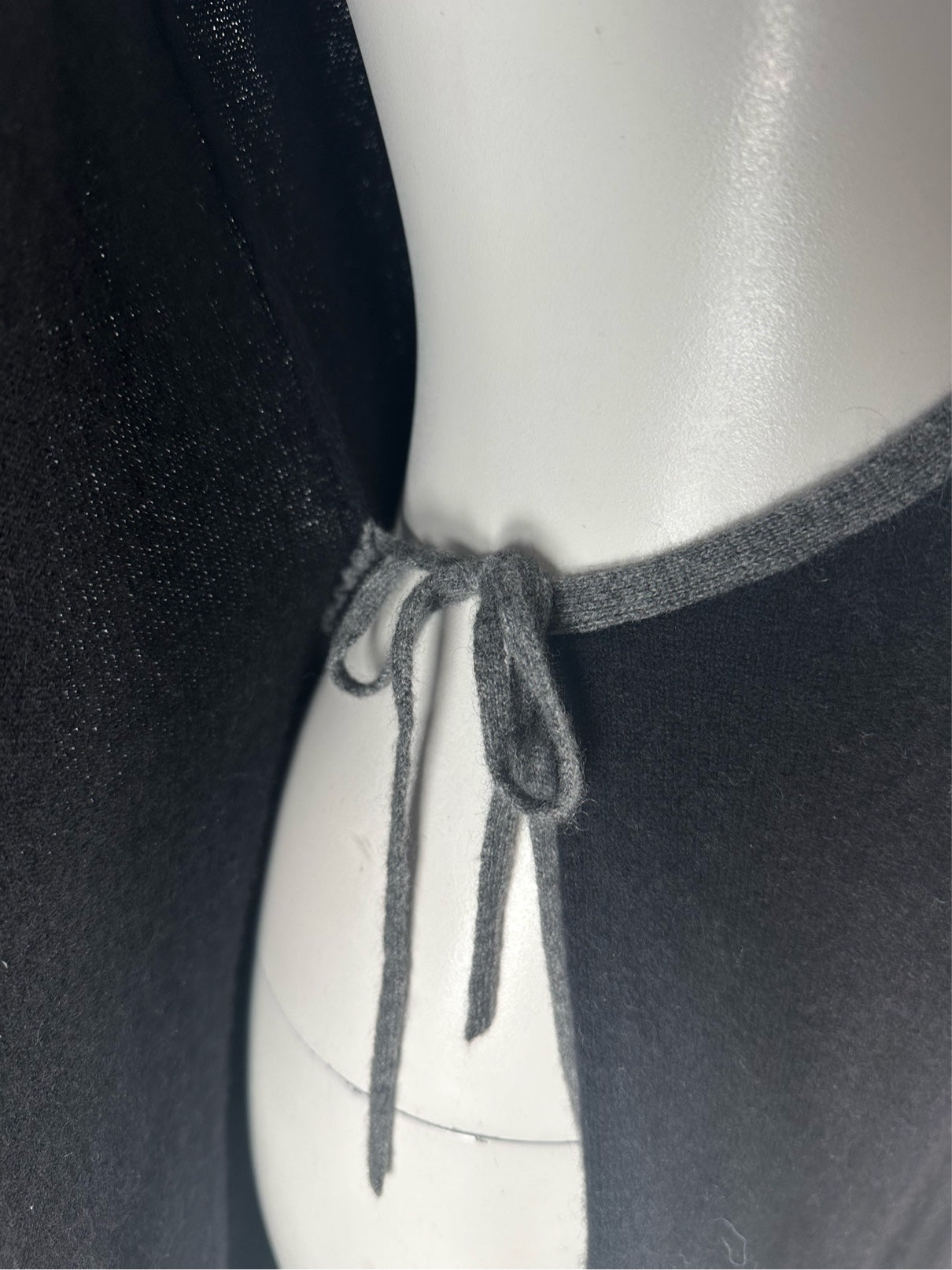 BeBe Black & Grey Cashmere Knit Wrap Dress Size S