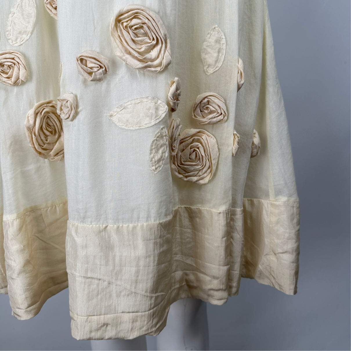 Diane Von Furstenberg Cream Cotton Floral Baby Doll Dress Size S