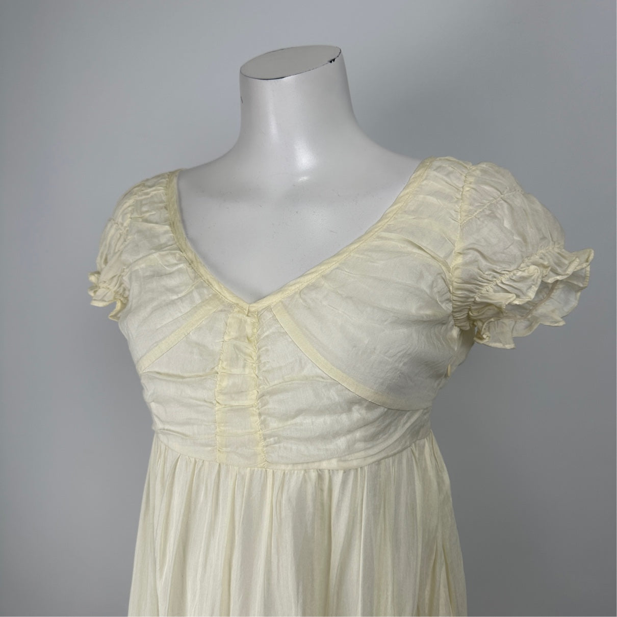 Diane Von Furstenberg Cream Cotton Floral Baby Doll Dress Size S