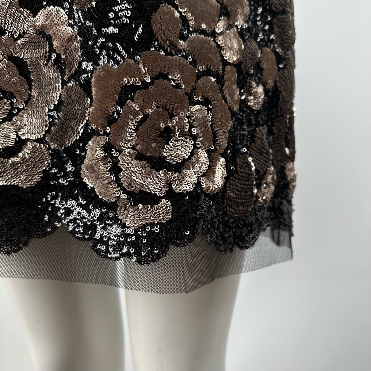 Dekode Black Floral Sequined Mini Dress Size 8