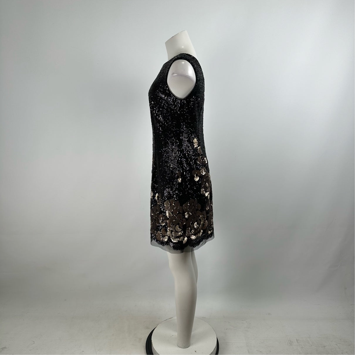 Dekode Black Floral Sequined Mini Dress Size 8