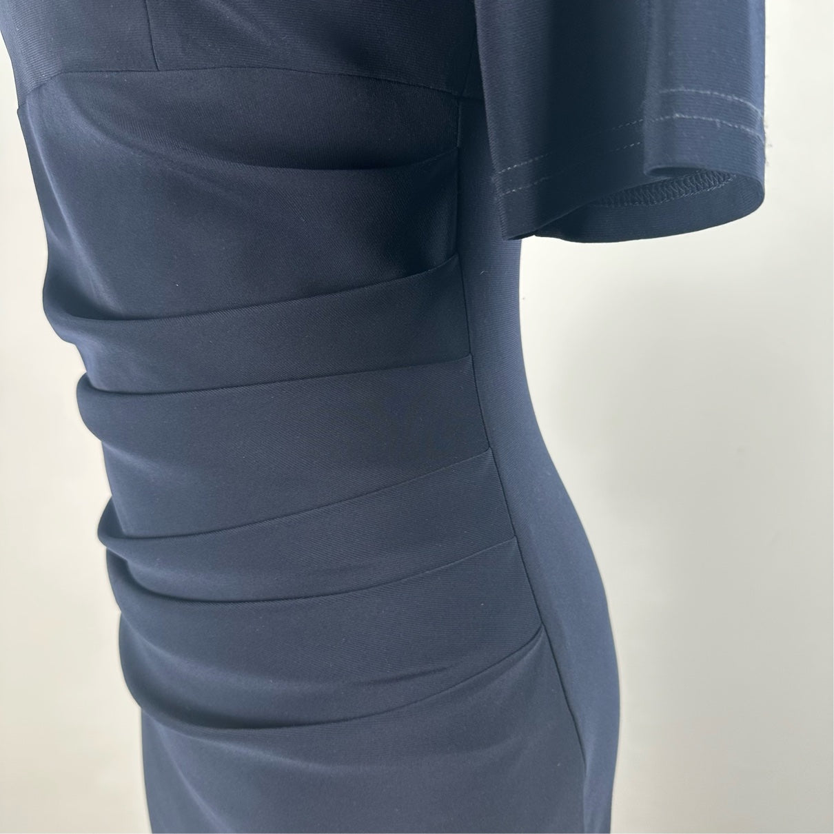 Joseph Ribkoff Black V Neck Ruched Midi Dress Size 6