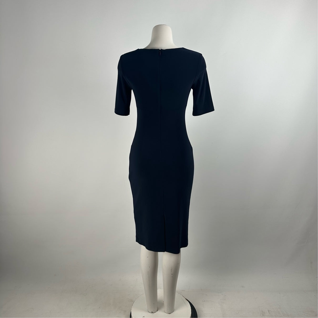 Joseph Ribkoff Black V Neck Ruched Midi Dress Size 6