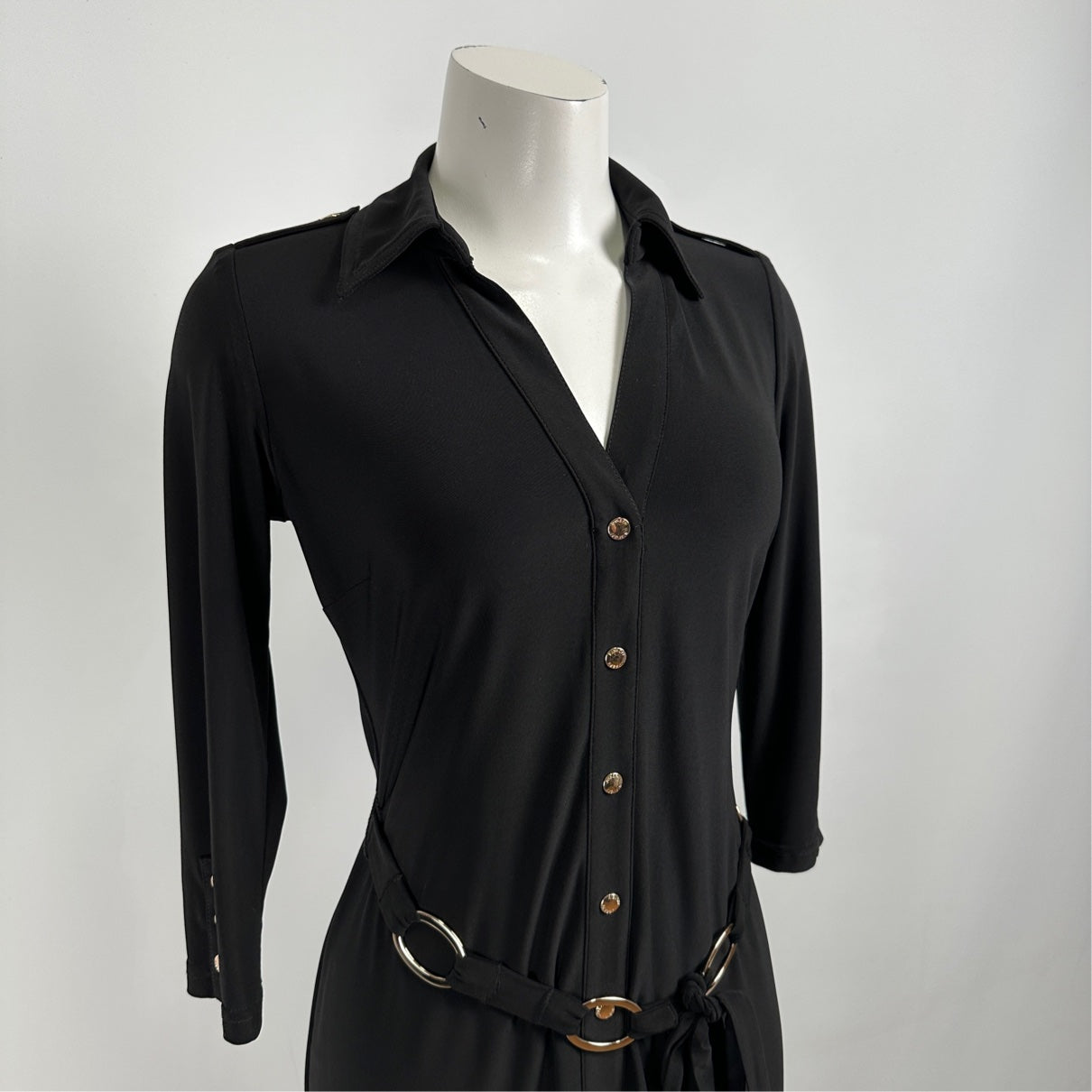 Joseph Ribkoff Black Button Up Shirt Dress Size 8