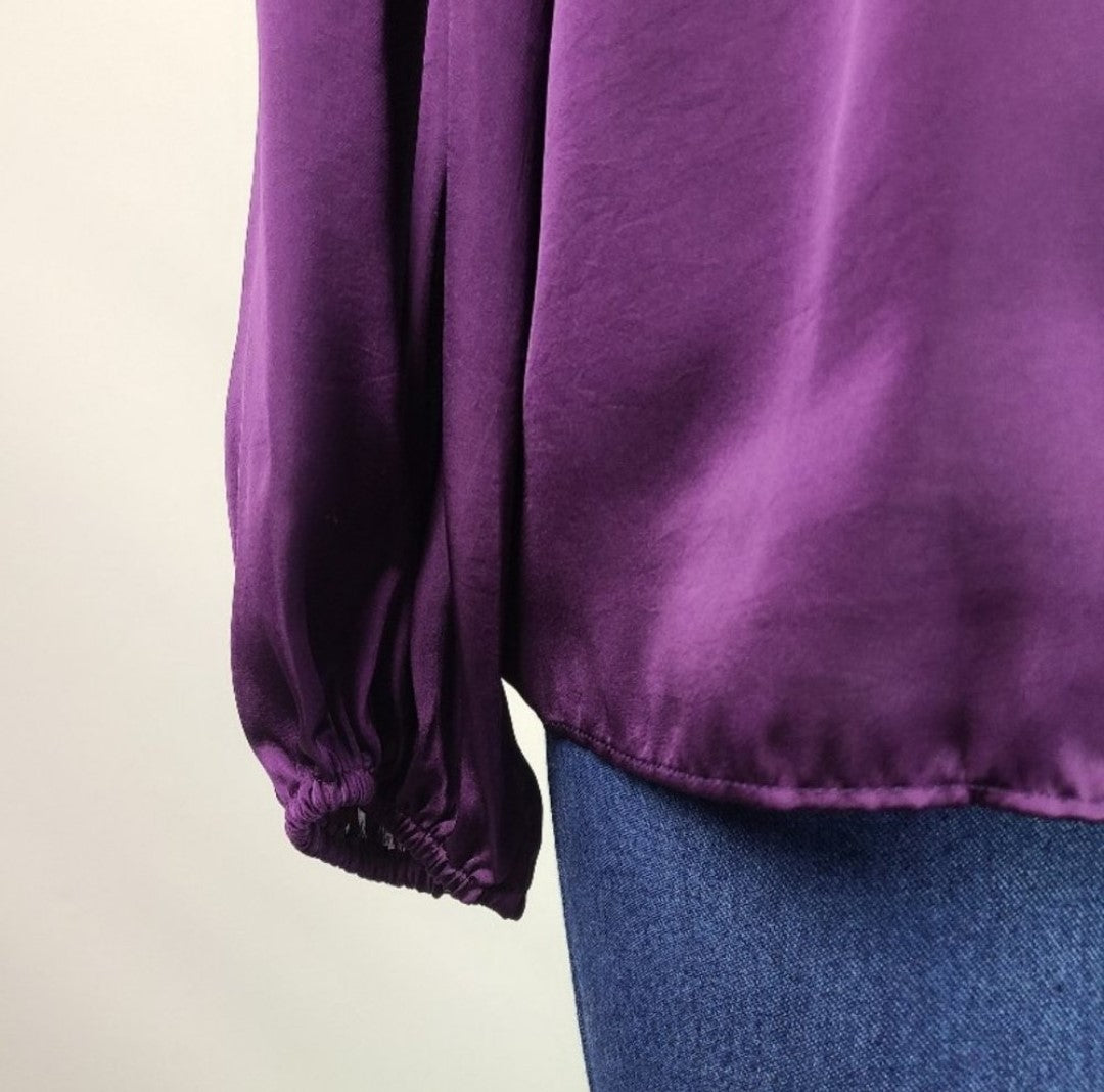 Vince Camuto Purple Satin Peasant Blouse Size S