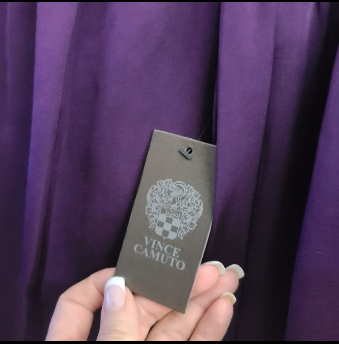 Vince Camuto Purple Satin Peasant Blouse Size S
