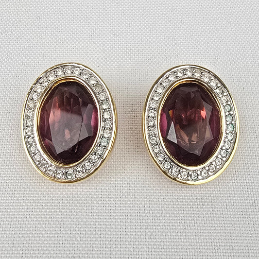 DSC Daniel Swarovski Crystal Purple Clip On Earrings