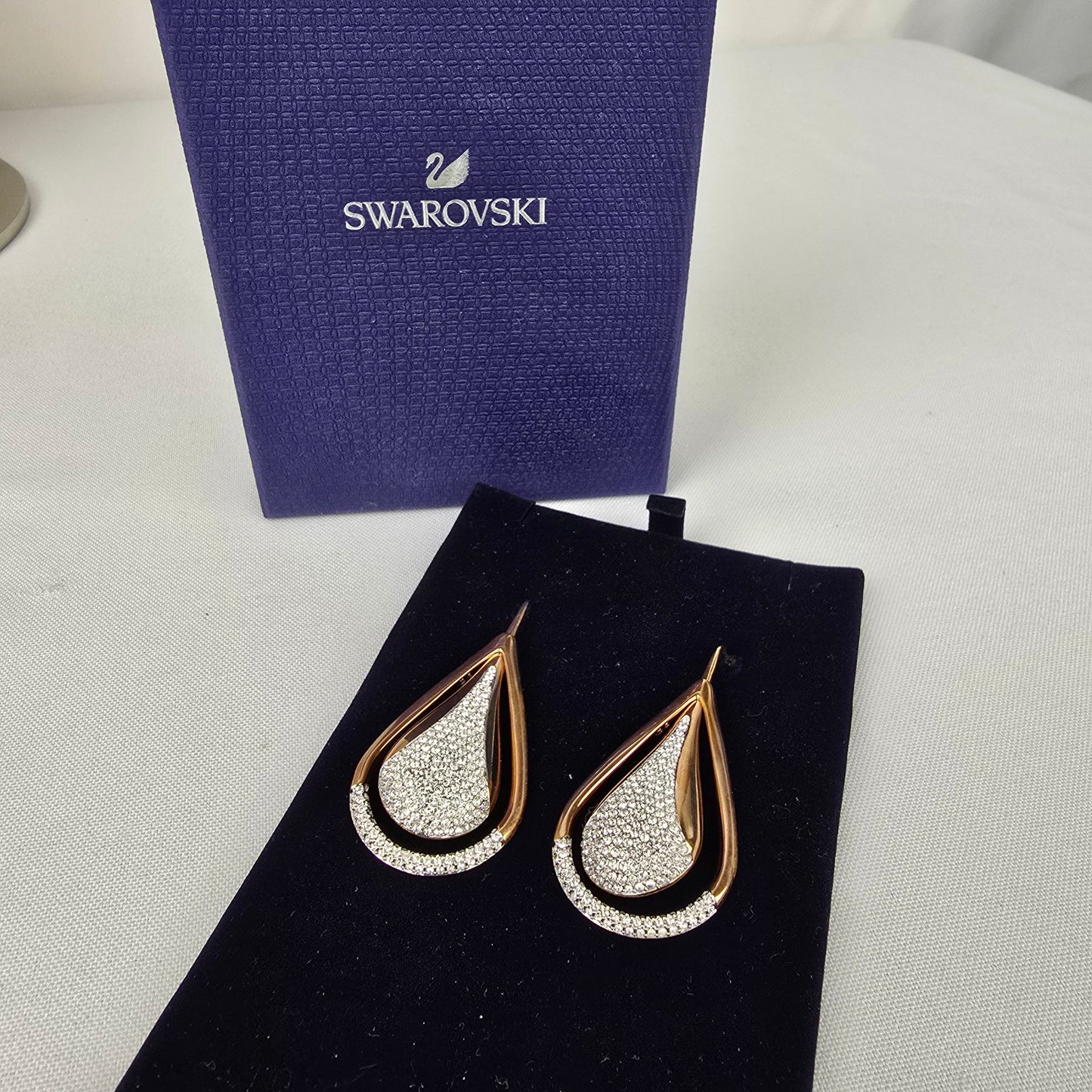 Swarovski Gold Tone Crystal Drop Earrings