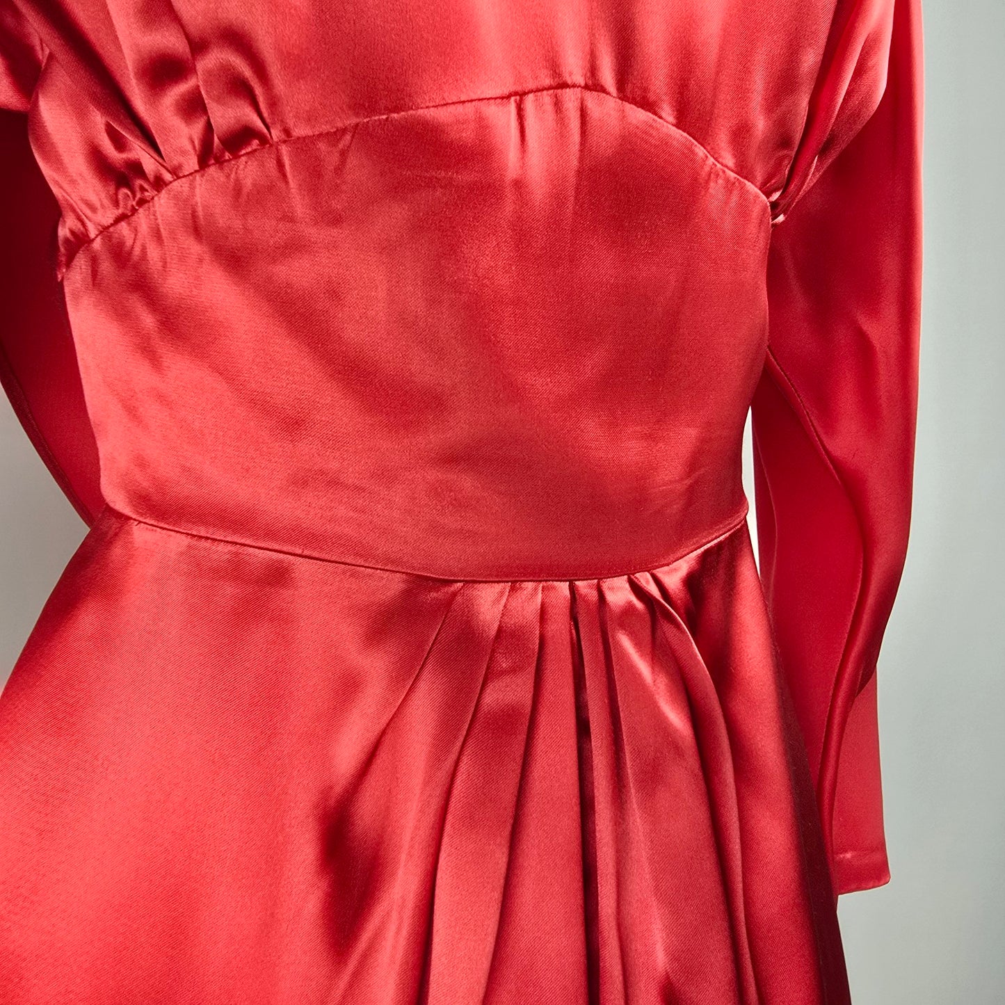 Vintage Handmade Red Satin Dress Size S