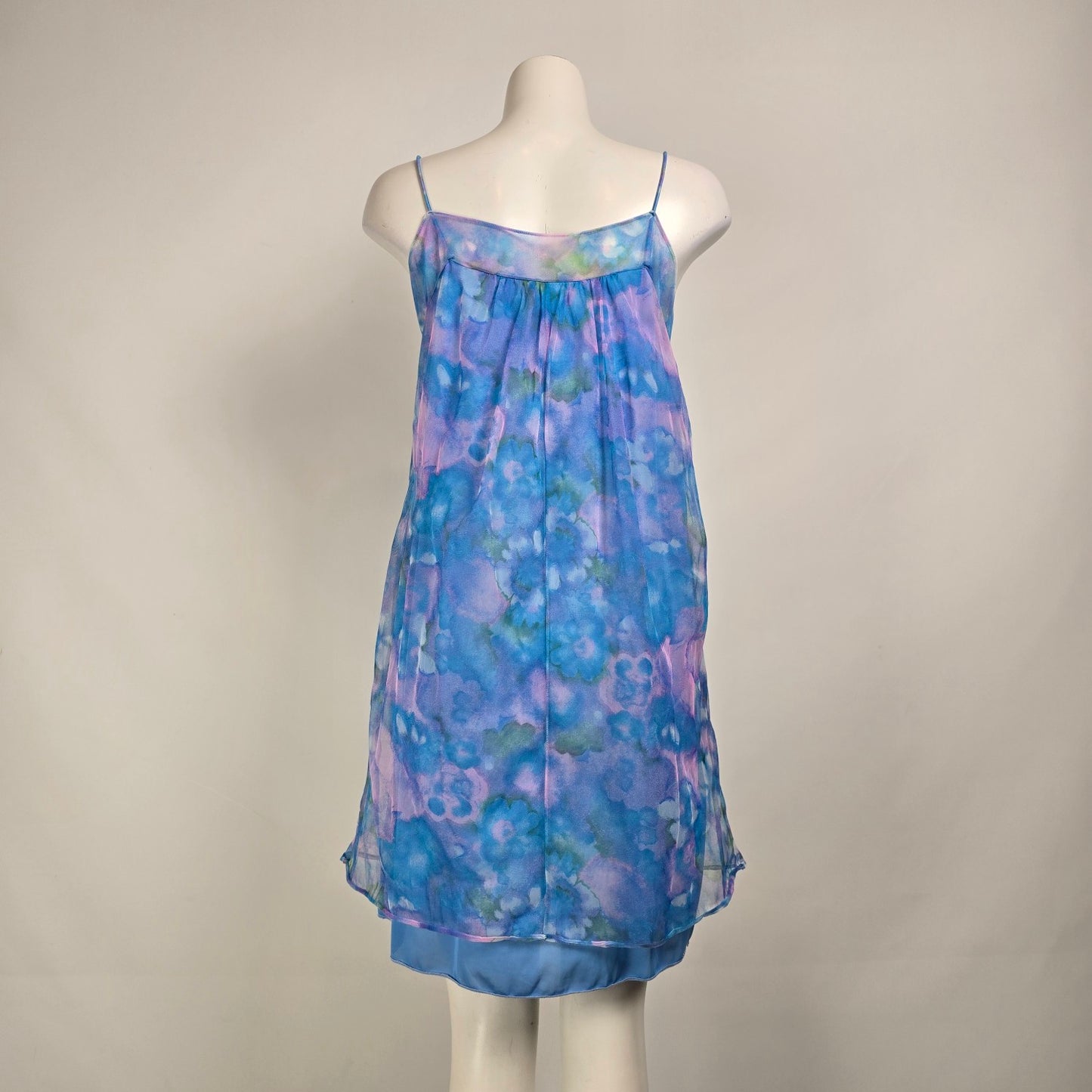 Vintage French Maid Blue Lingerie Nightgown Dress Size M
