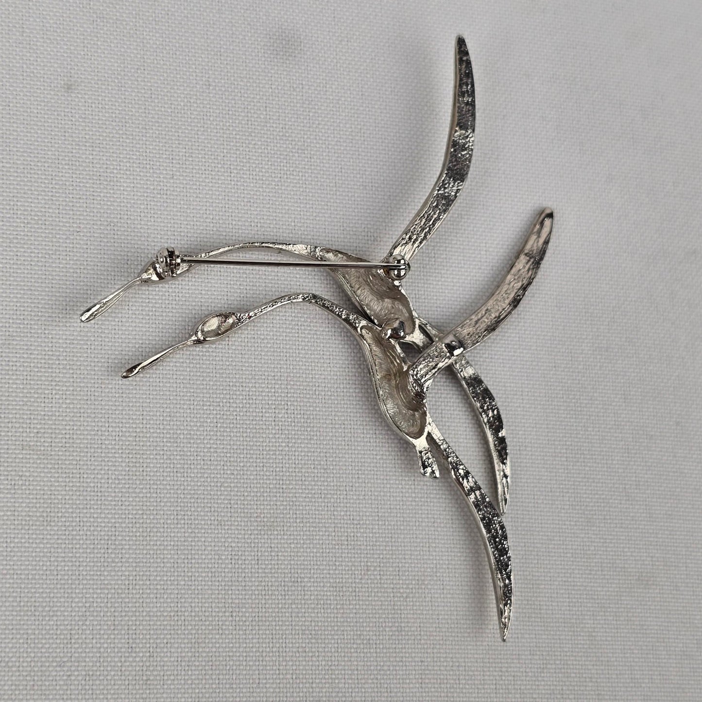 Vintage Silver Birds Statement Brooch