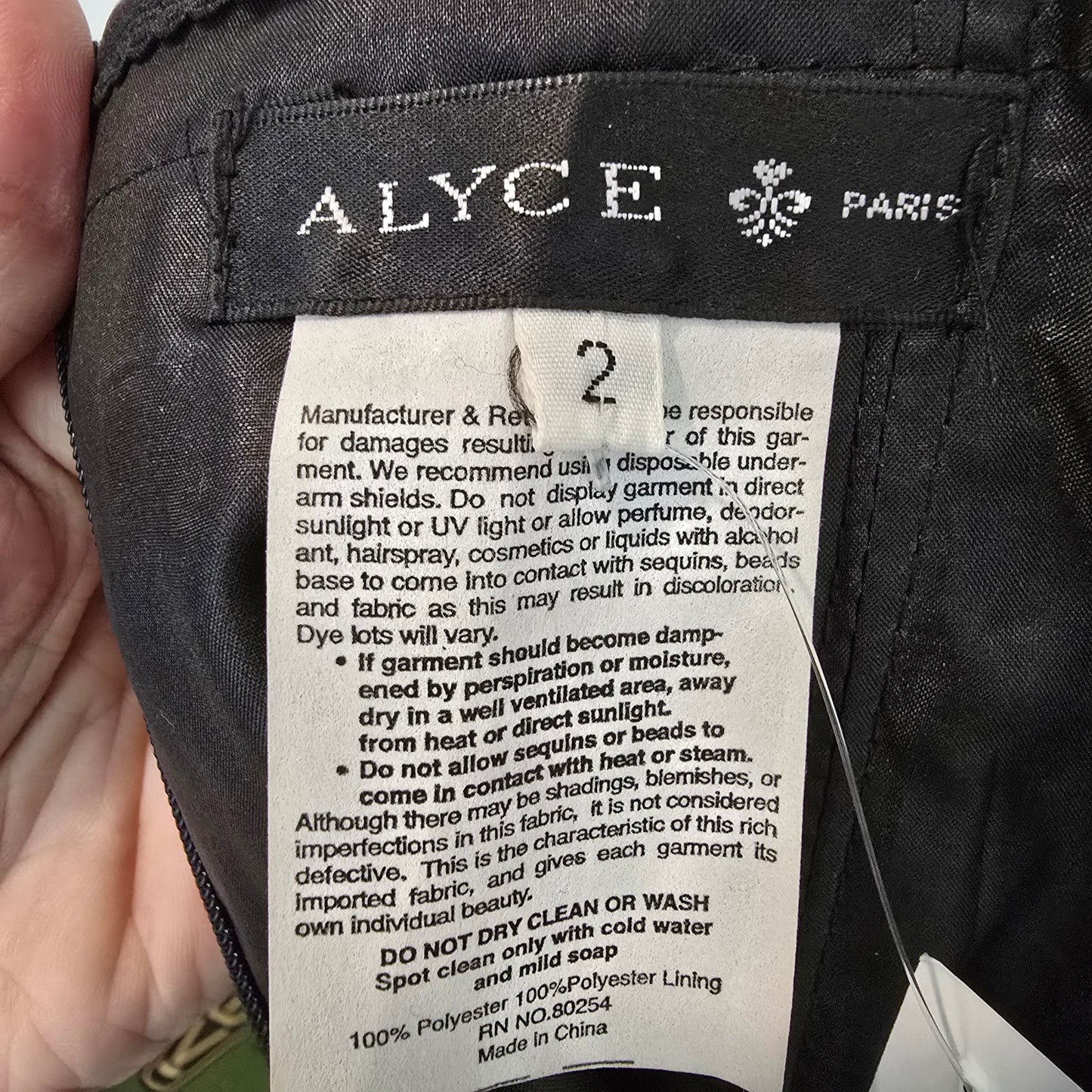 Alyce Paris Black Crystal Detail Grad Event Dress Size 2
