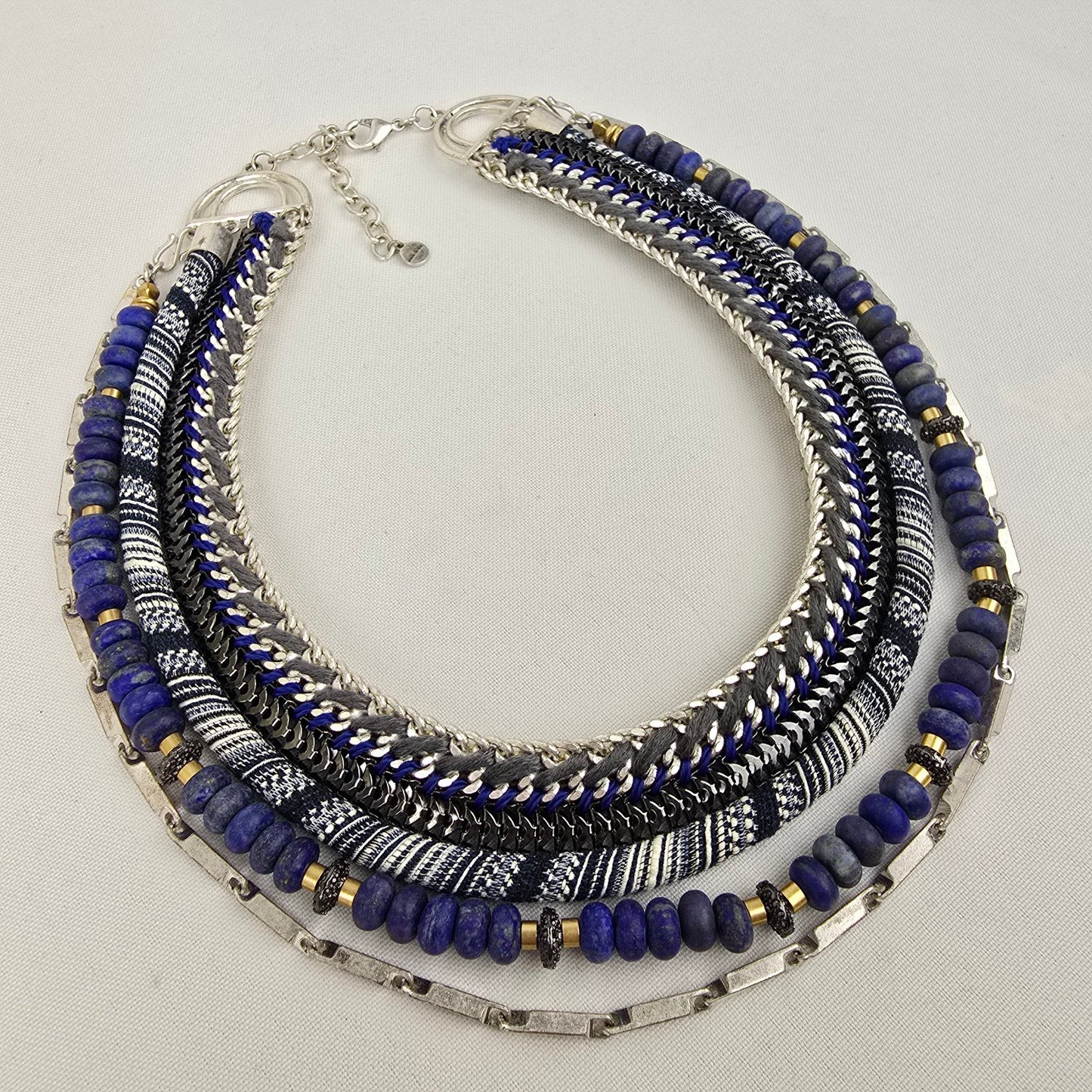 Stella & Dot Emmeline Blue & Silver Statement Necklace