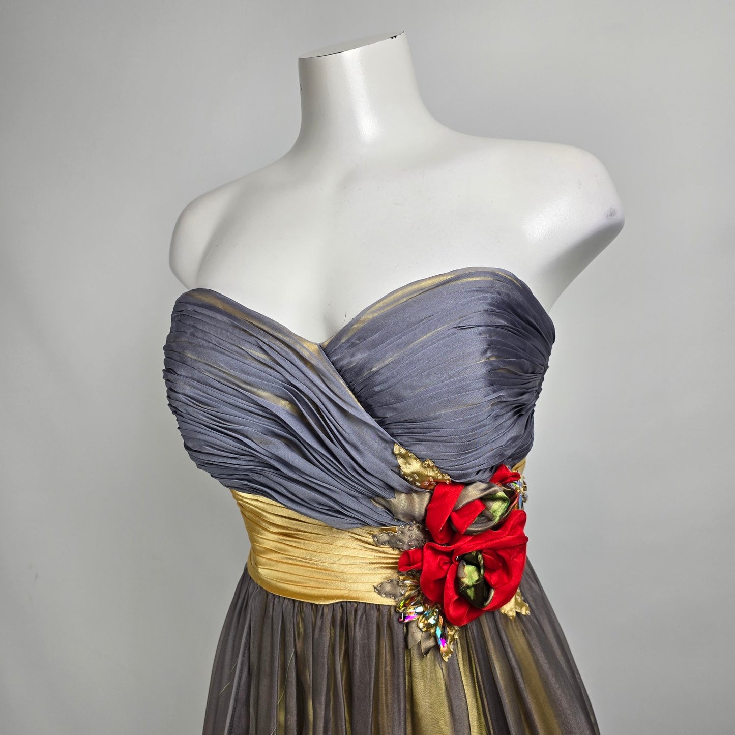 Tony Bowls Evening Grey Floral Grad Event Gown Size 12