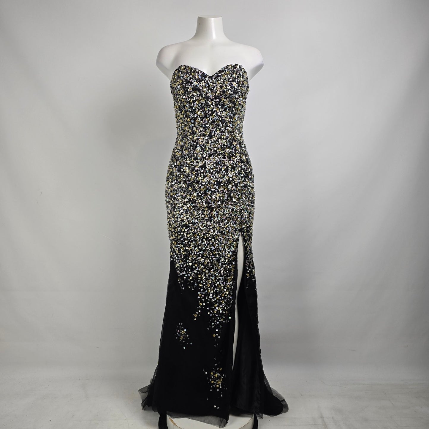 Alyce Paris Black Crystal Detail Grad Event Dress Size 2