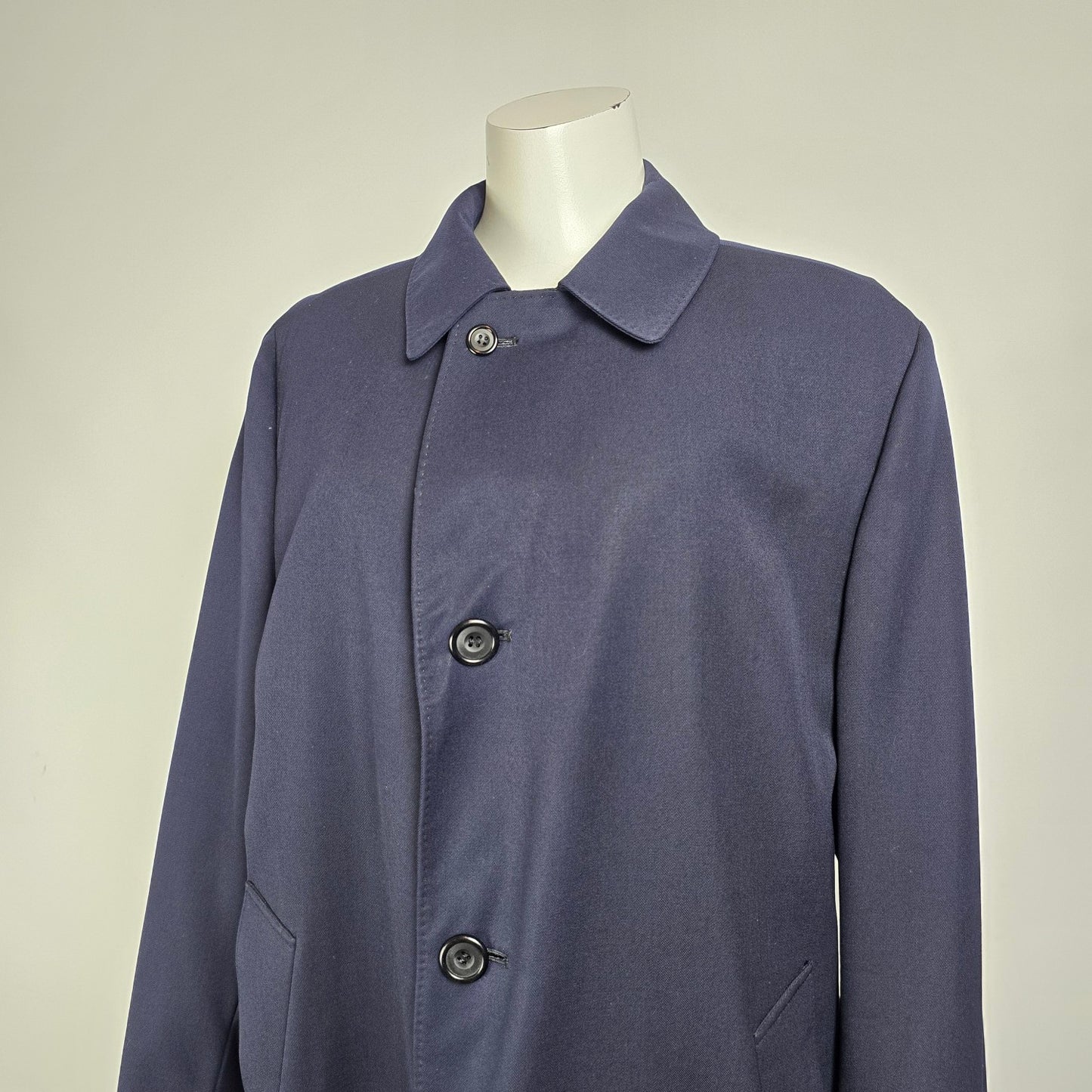 Vintage Auqascutum Blue Wool Overcoat Size 2XL