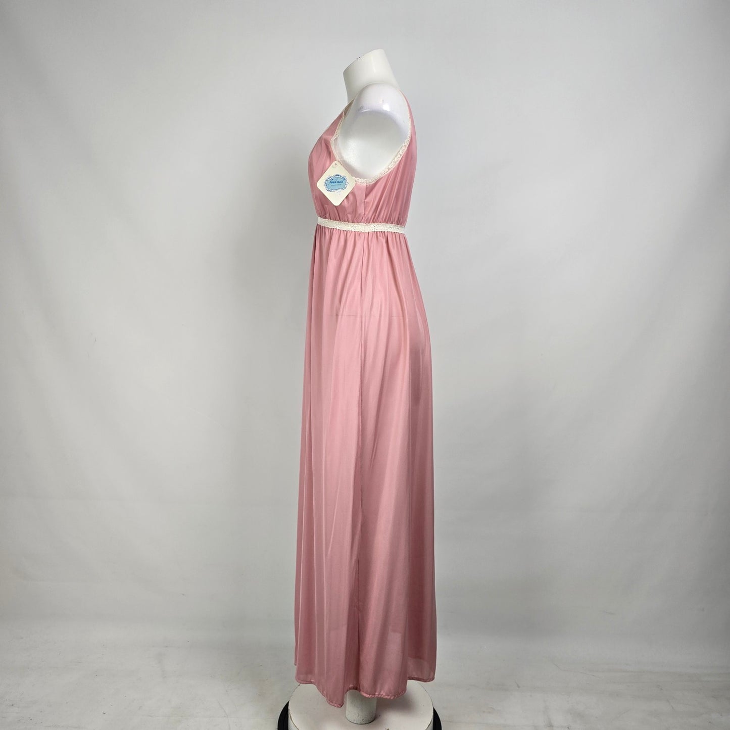 Vintage French Maid Pink Lace Trim Lingerie Slip Dress Size L