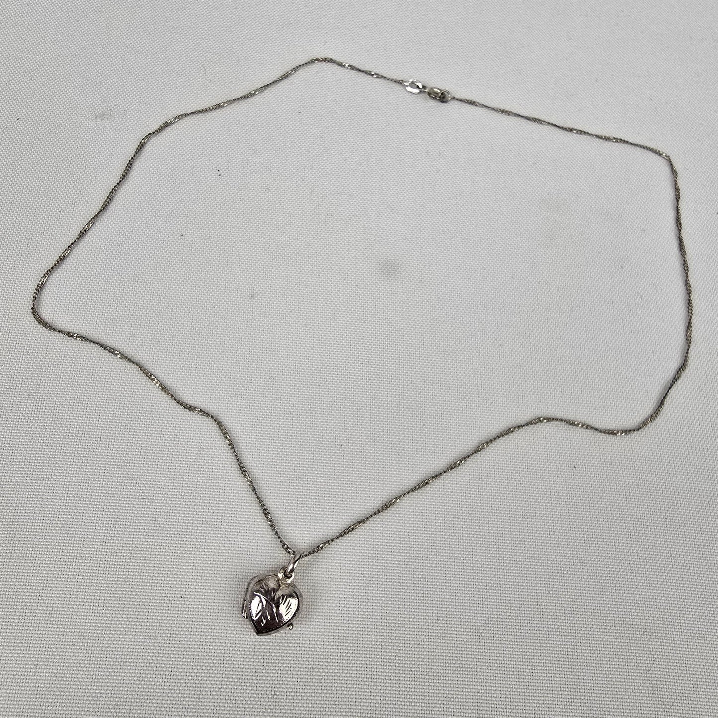 MJI 925 Italy Sterling Silver Heart Locket Pendant Chain Necklace