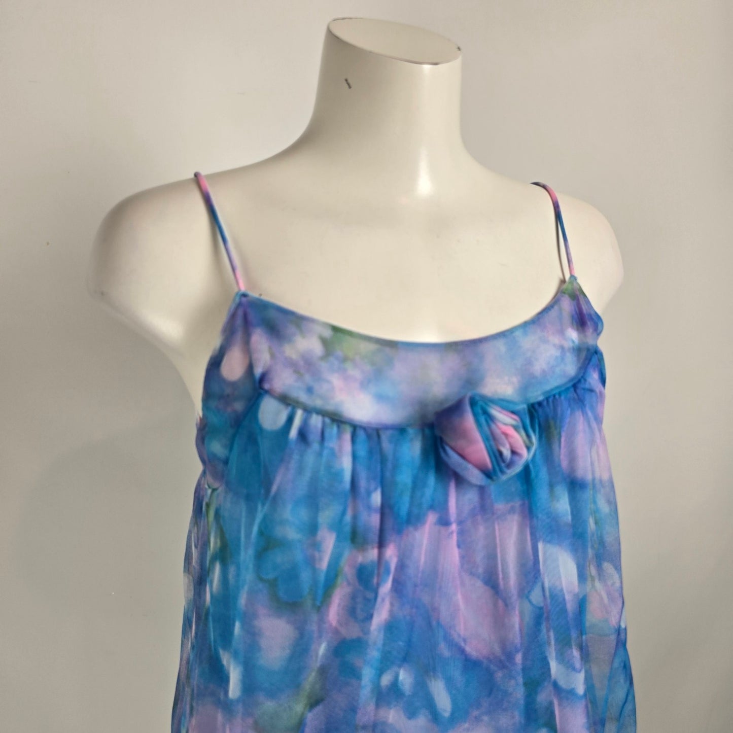 Vintage French Maid Blue Lingerie Nightgown Dress Size M