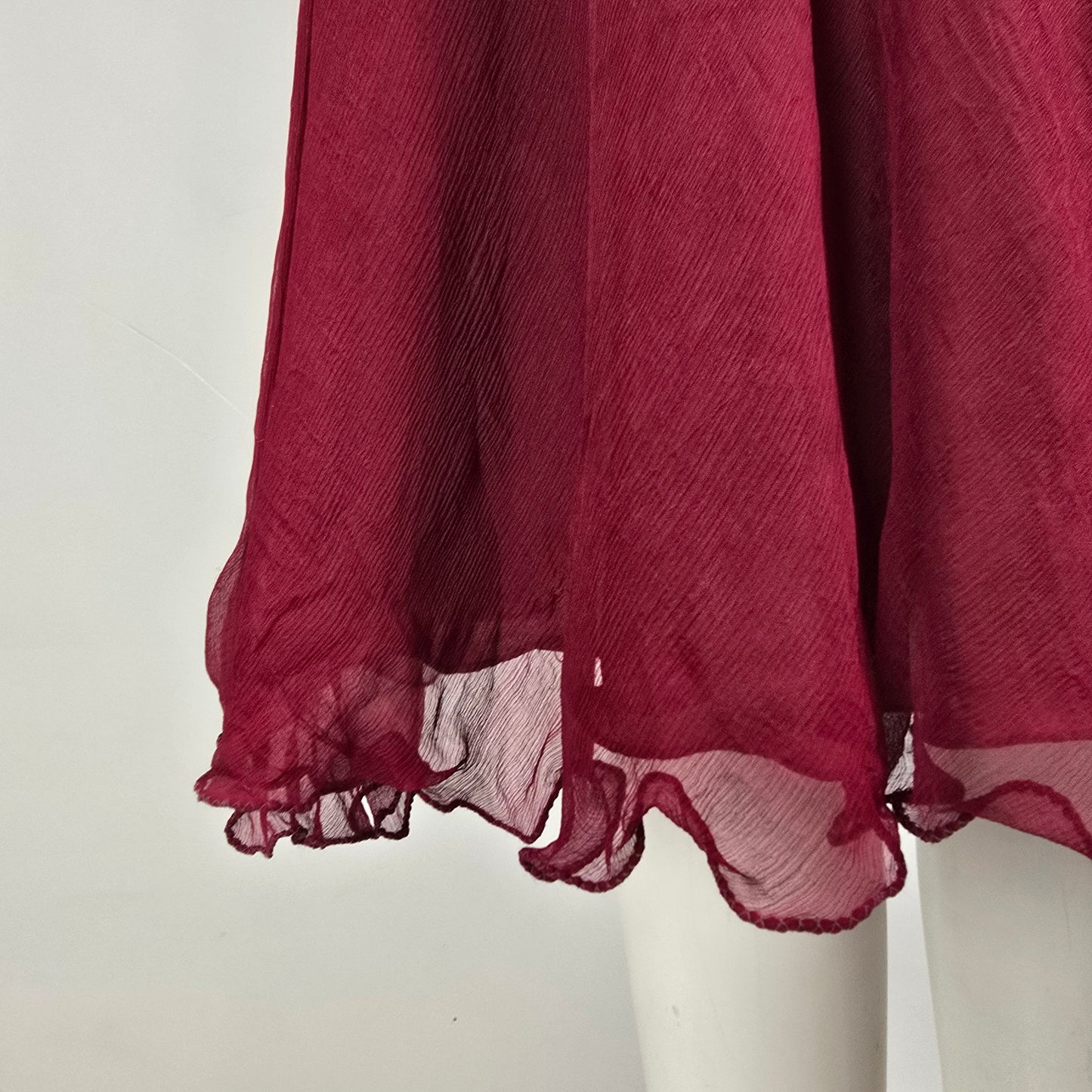 Vintage Silk Burgundy Beaded Sequined Midi Dress Size M