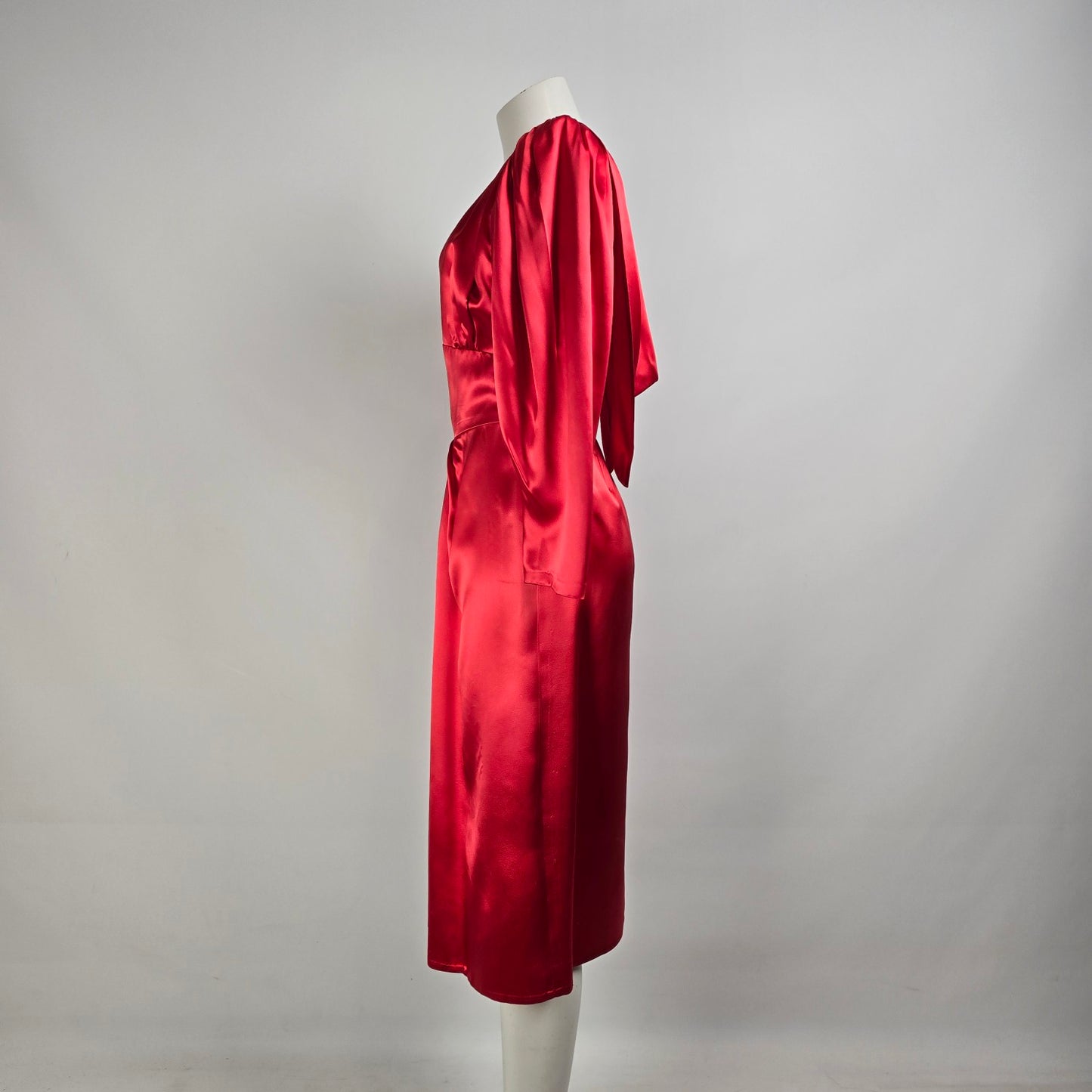 Vintage Handmade Red Satin Dress Size S