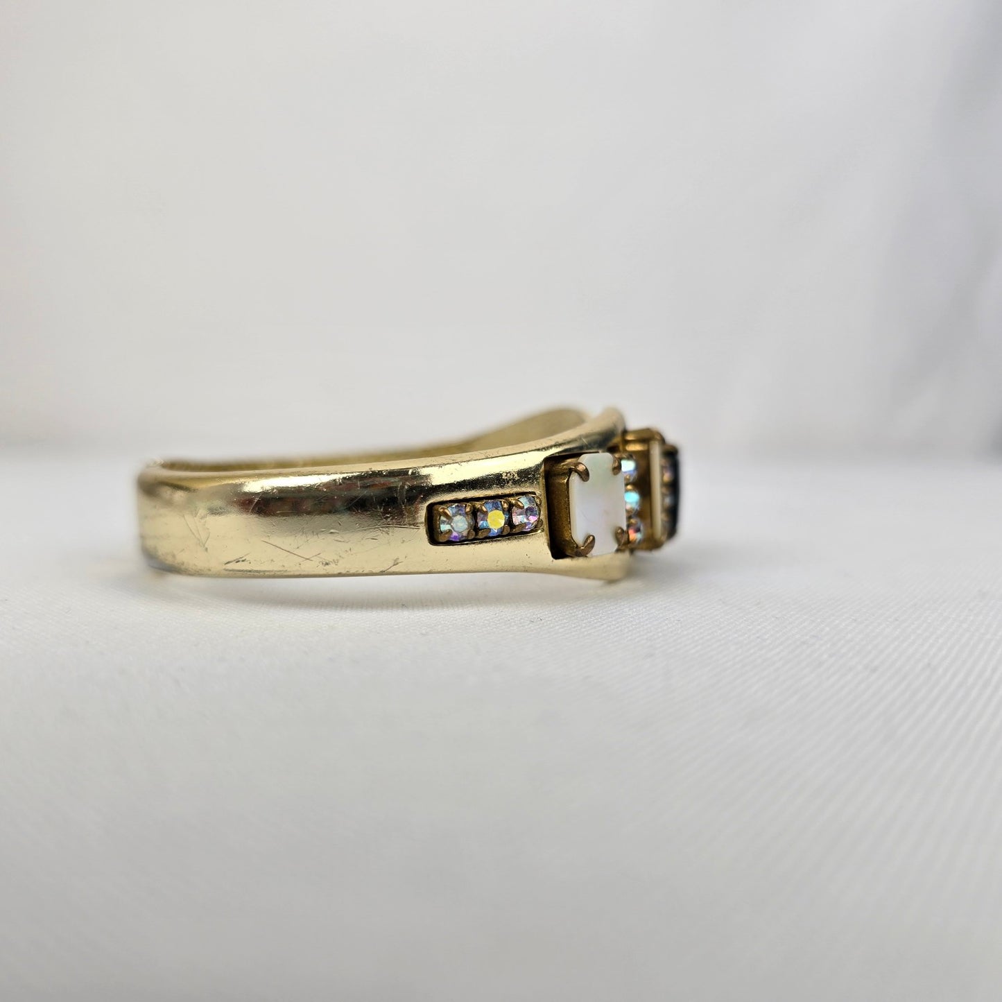 Vintage Western Germany Gold Tone Crystal