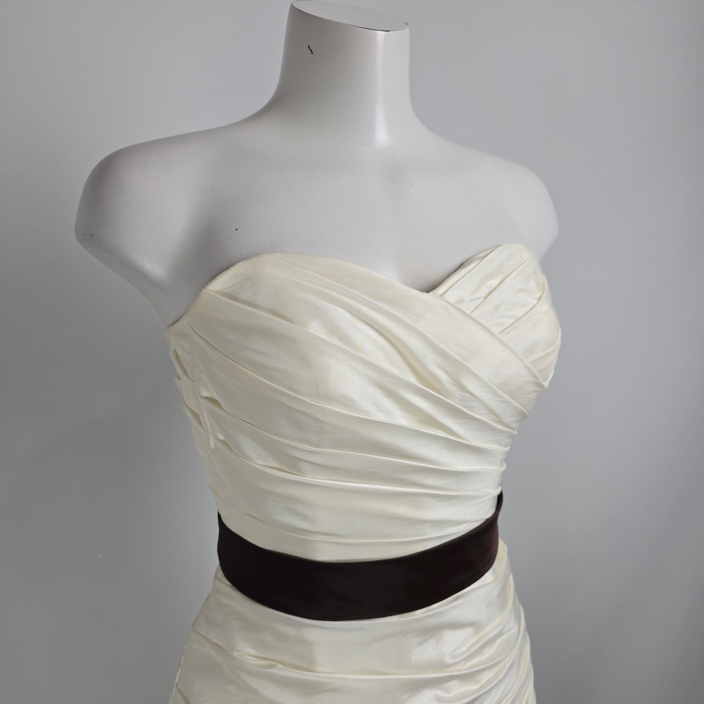White with Brown Corsett Mermaid Wedding Gown Size S/M